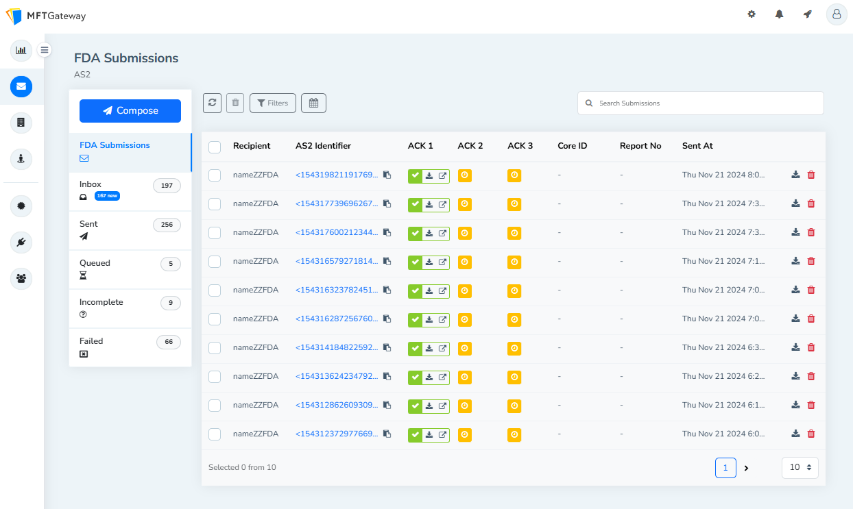 MFT Gateway FDA Submissions