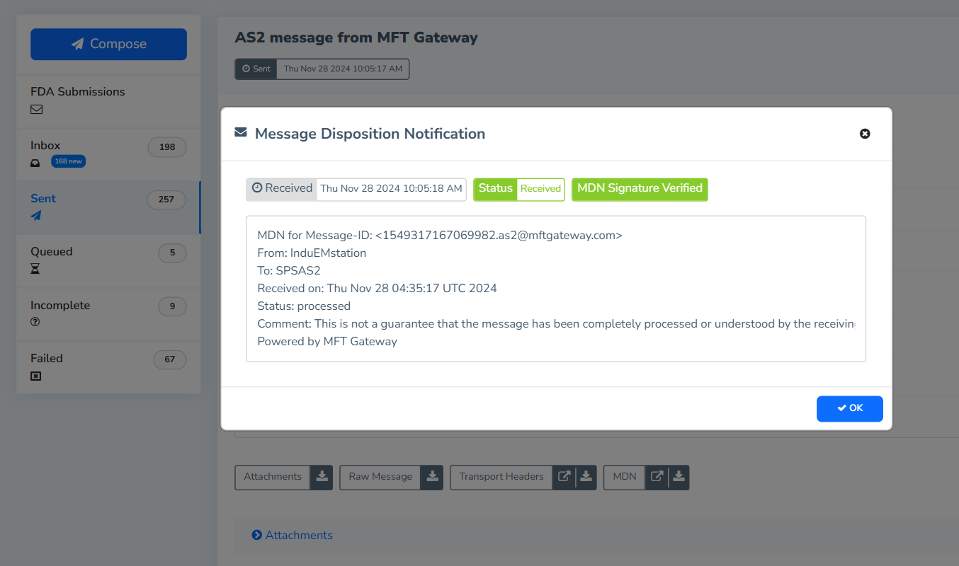 Message Diposition Notification - MDN