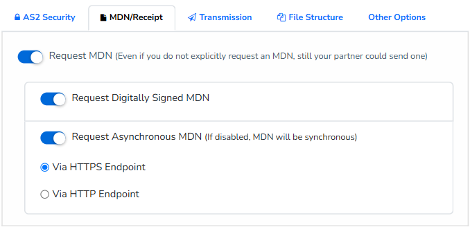 MDN/Receipt - MFT Gateway